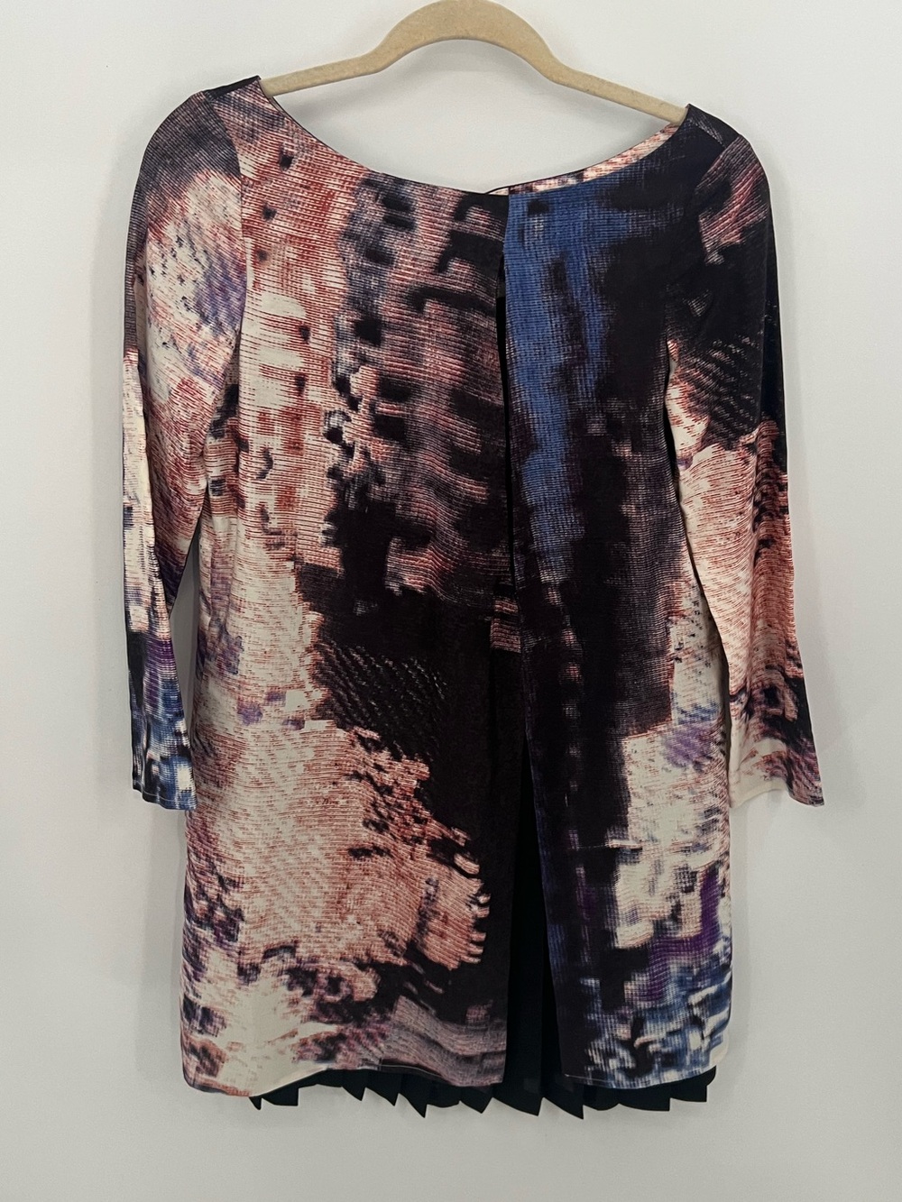 Rachel Comey Silk and Linen Long Sleeve Abstract Print Dress